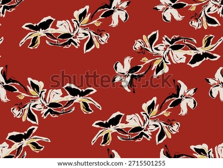 Seamless Line Flower Pattern, Summer, Floral 