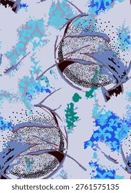 Seamless Liquid Paints Background. Clouds Macro. Colorful Mottled leopard Pattern. Multicolor fractal Design. 