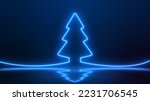Seamless loop, Christmas tree Glow neon light glittering. 