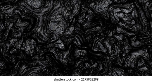 Seamless Luxurious Rough Raw Black Lava Rock Background Texture. Tileable Natural Dragon Stone Or Obsidian Cave Wall Repeat Pattern. Luxury Concept Wallpaper Backdrop. High Resolution 3D Rendering.
