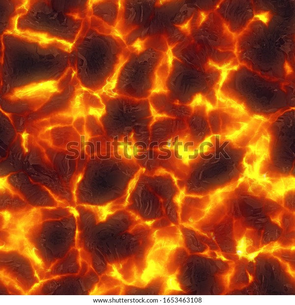 熱い岩の間を溶ける材料を持つシームレスなマグマまたは溶岩のテクスチャー 赤熱溶岩流 のイラスト素材 Shutterstock