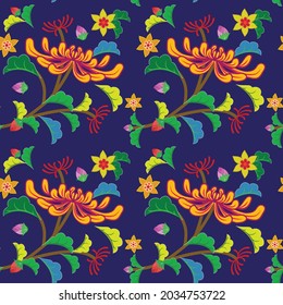 Seamless Malay Chinese Peranakan Motif Illustrated Design For Print On Fabric, Paper, Texture  And As Wallpaper As Well As Phone Cover