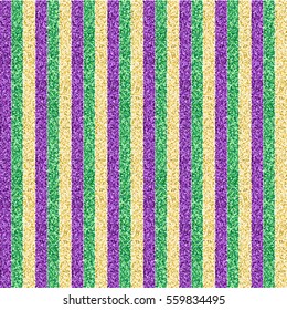 Seamless Mardi Gras background with stripes of gold, green and violet color shining tinsel 