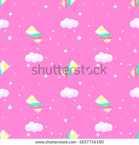 Seamless marshmallow pattern. 3d rendering picture.