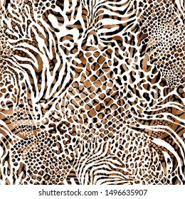  Seamless Mixed Animal Skin Print.hand Drawn