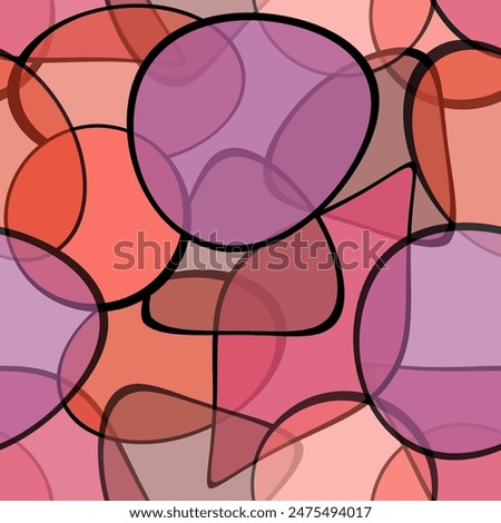 Seamless model, various figure shape. Collage. Illustration in stained glass style. Art Deco. Seamless patterns with figures of different colors. For wallpaper, textile print, tile and wrapping.