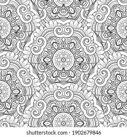 Seamless Monochrome Pattern Printable Coloring Pages Stock Illustration ...