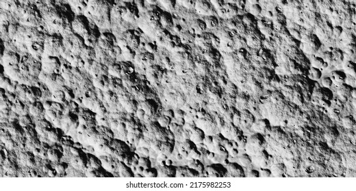 Seamless Moon Surface Close Up Background Texture. Tileable Greyscale Lunar Or Meteor Craters, Rocks And Furrows Planetary Pattern. Astronomy Concept Wallpaper Or Space Backdrop. 3D Rendering.
