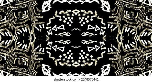 Seamless Native Pattern. Gray Indian Native Pattern. Black Ethnic Ink. White Arabesque Sketch. Metal Flower Seamless Pattern. White Ethnic Brush.