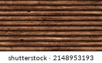 Seamless natural wood log cabin wall background texture. Rustic old grunge brown redwood timber logs tileable repeat surface pattern. A high resolution construction backdrop 3D rendering.