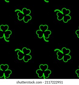 Seamless Neon Green Pattern Shamrock