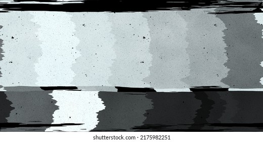 Seamless No Signal Transmission Error Black And White Bars TV Static Noise Pattern. Tileable Television Screen Or Video Game Pixel Glitch Or Damage Background Texture. Retro 80s Analog Pop Art.
