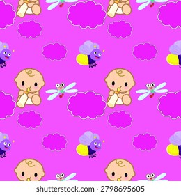 Seamless nursery pattern featuring