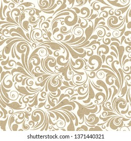 Seamless ornate beige baroque pattern