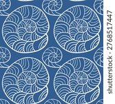 Seamless outline pattern with shells and curls for your