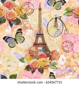 Seamless Paris travel wallpaper