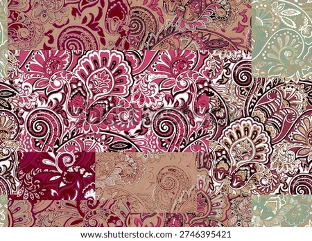 seamless patchwork paisley pattern ethnic 