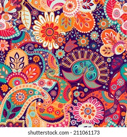 Bright Seamless Paisley Pattern Indonesian Batik Stock Vector (Royalty ...