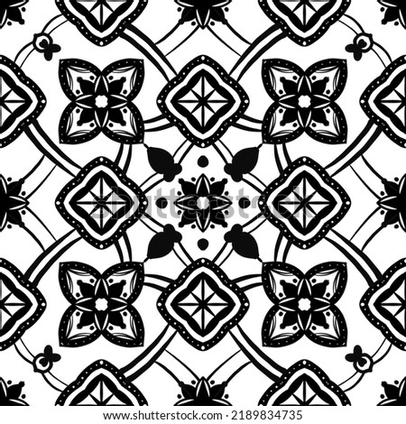Seamless pattern, abstract background, black and white, ethnic ornaments, suitable for fabric design, wrapping paper, wallpaper.