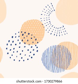 Seamless pattern abstract Geometric.hand drawn crayons Modern minimalist art style.printing wallpaper - Shutterstock ID 1730279866
