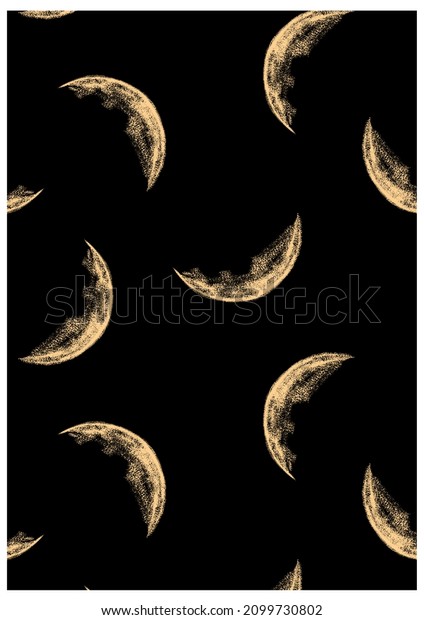 seamless pattern abstract moon textile design\
printing black\
background