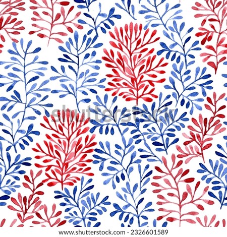 seamless pattern with abstract print, small pattern in red and blue. bright summer print