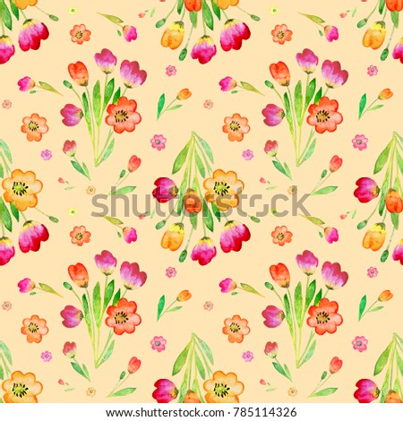 seamless pattern abstracts floral composition tulips