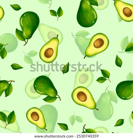 Seamless pattern avocado fruit repeated background