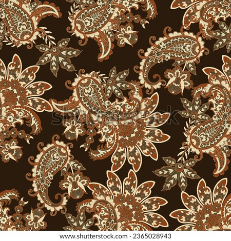 Seamless pattern based on traditional Asian elements Paisley. Traditional colorful seamless paisley pattern. Pattern for textile design or fabrics. Fashionable delicate design