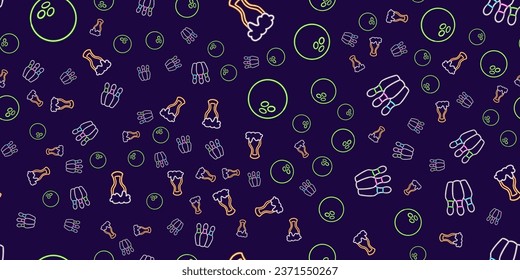 seamless pattern beer glowing desktop icon, neon bowling ball sticker, neon skittles figure, glowing figure, neon geometrical figures 