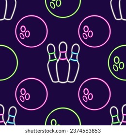 seamless pattern beer glowing desktop icon, neon bowling ball sticker, neon skittles figure, glowing figure, neon geometrical figures 