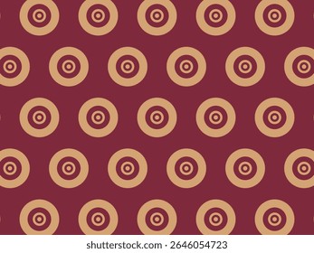 Seamless pattern of beige concentric circles on a burgundy background, perfect for textile design, wallpaper, and branding projects.