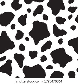 Seamless Pattern Black And White. Cow Hide Background