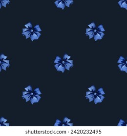 Seamless pattern of blue bow. Knotted satin ribbons. Needlework. Watercolor illustration of an ornament for background design, packaging, textiles - Powered by Shutterstock