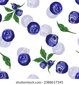 Seamless pattern of blueberry berries. Blueberry berries in pencil drawing style. Summer berries for packaging, textiles. - Powered by Shutterstock