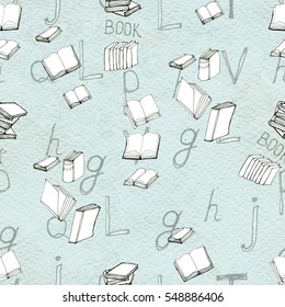 Seamless Pattern With Books