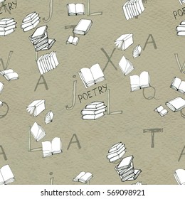Seamless pattern with books