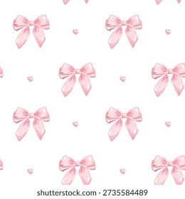Seamless pattern with bows and hearts