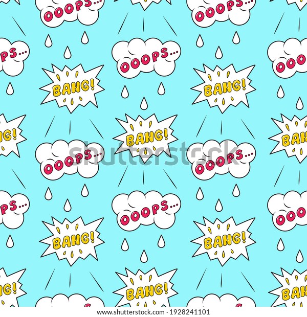 Seamless pattern with Bubble speech on blue\
background. Suitable for comment or thinking note in Pop Art style.\
Rastered Copy\
Illustration