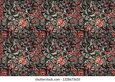 Seamless pattern with butterfly on black, white and gray background. Cute background for design of fabric, paper, wrappers and wallpaper. Raster illustration.