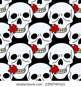 Seamless pattern seamless pattern cartoon skull sadness gloomy cute fashion  elements in the background fabric children's T-shirt men women fashion seamless gift wrapping paper boxer .