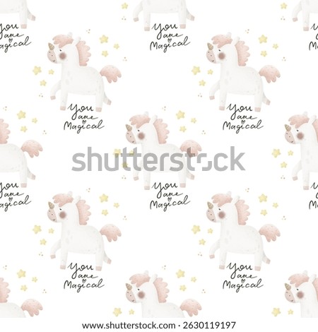 seamless pattern with cartoon unicorns. Magic. Colorful illustration flat style for kids. Animals. hand drawing. baby design for fabric, print, wrapper