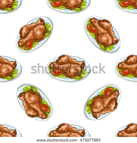 Seamless pattern chicken legs scetch. 