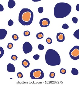 Seamless Pattern Childish Wallpaper. Endless Pattern Circles Pattern. Neon Repetitive Print. Aquarelle Blue Texture For Cloth. 80s Colored Picture Tile Print.