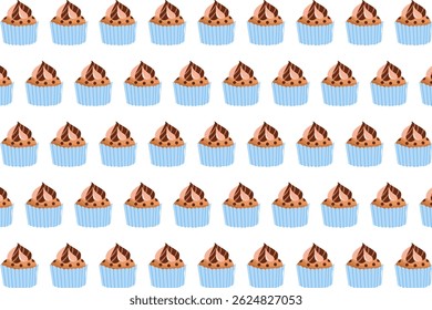 seamless pattern with chips chocolate cupcake