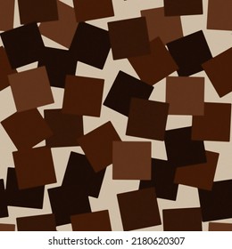 Seamless pattern of chocolate pieces. A set of milk, bitter, dark chocolate. Geometric background in retro style.
