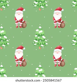 Seamless pattern Christmas Santa Claus.Watercolor festive seamless pattern for Christmas and New Year.Holiday illustration.Holiday packaging.Christm as tree decor.Print for gifts. - Powered by Shutterstock