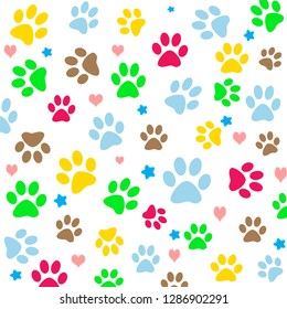 Seamless Pattern Watercolor Animal Footprint Texture Stock Vector ...