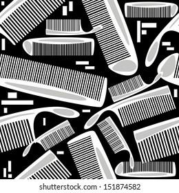 seamless pattern combs on black background