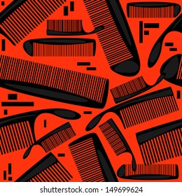seamless pattern combs on red background